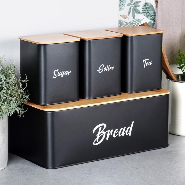 Vilde, chlebak z pojemnikami, metalowy, 4 elementy