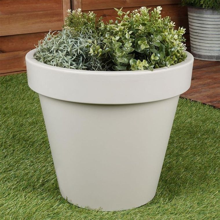 Vilde, doniczka ogrodowa plastikowa, beżowa okrągła, 39-35 cm