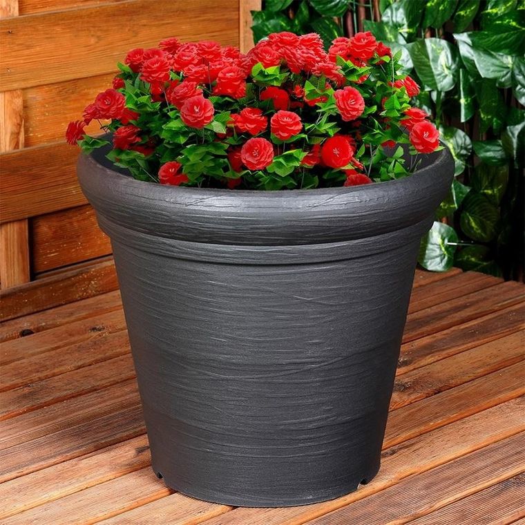 Vilde, doniczka ogrodowa plastikowa, okrągła, czarna, 38-34 cm
