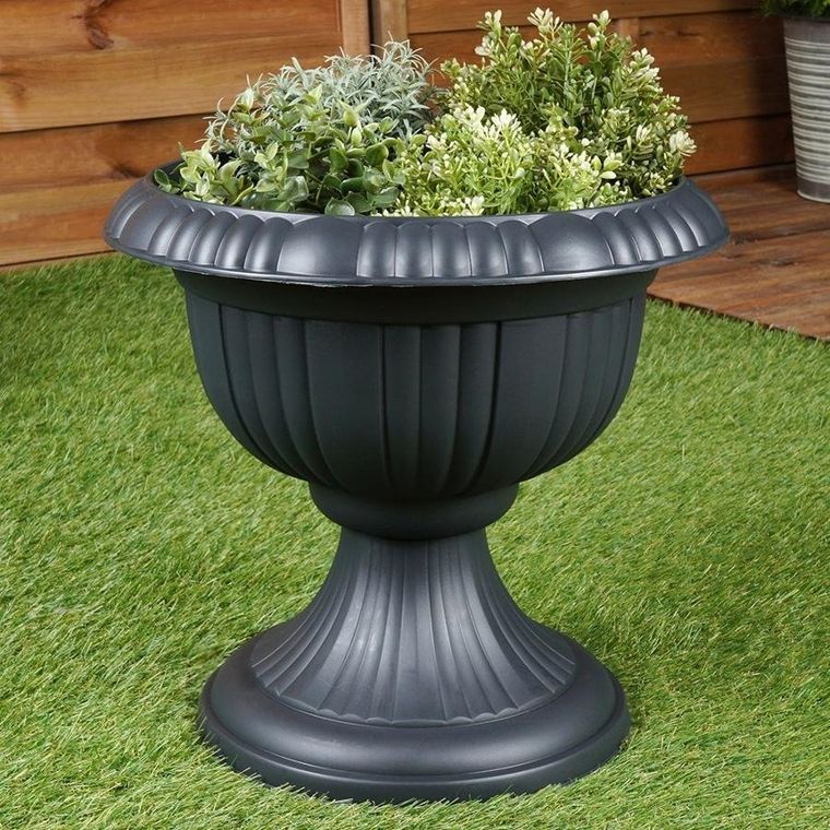 Vilde, doniczka ogrodowa plastikowa, szara kielich, 39-36 cm