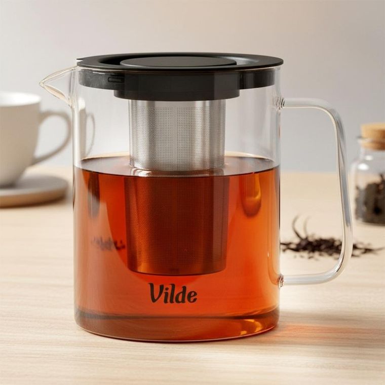 Vilde, dzbanek z zaparzaczem do herbaty, żaroodporny, szklany, 1,5 l
