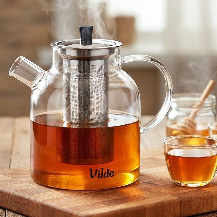 Vilde, dzbanek z zaparzaczem do herbaty, żaroodporny, szklany, 1,5 l