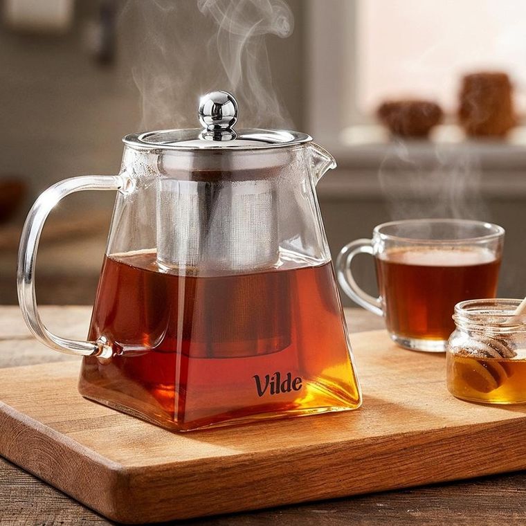 Vilde, dzbanek z zaparzaczem do herbaty, żaroodporny, szklany, 490 ml