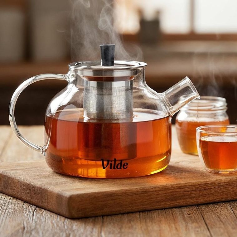 Vilde, dzbanek z zaparzaczem do herbaty, żaroodporny, szklany, 850 ml