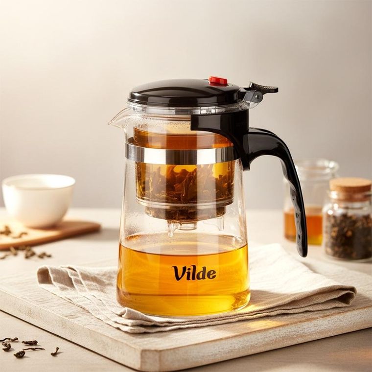 Vilde, dzbanek z zaparzaczem spustowym do herbaty, szklany, 600 ml