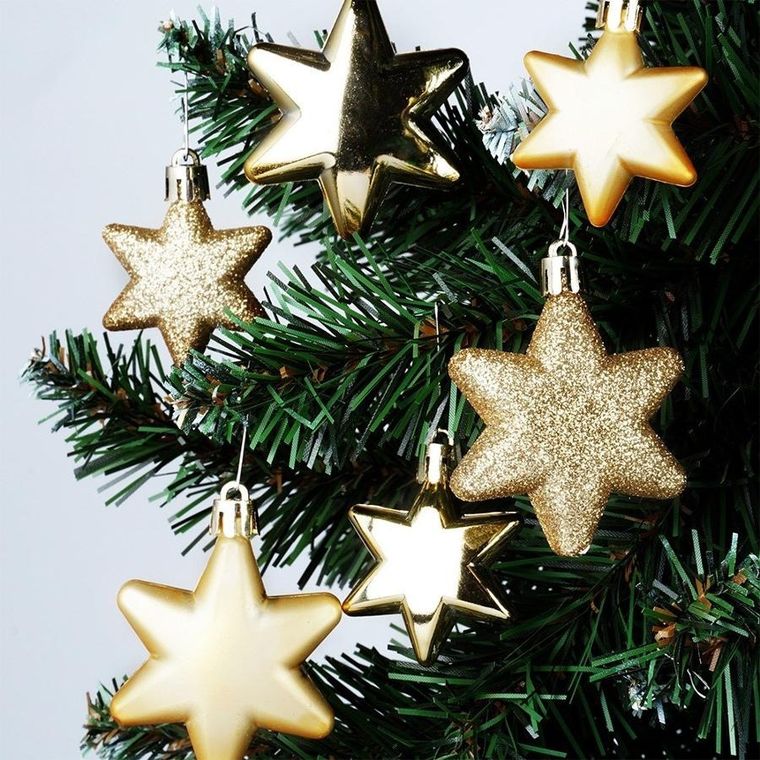 Vilde, Gwiazdki, bombki choinkowe nietłukące, złote, 6/5 cm, 16 szt.