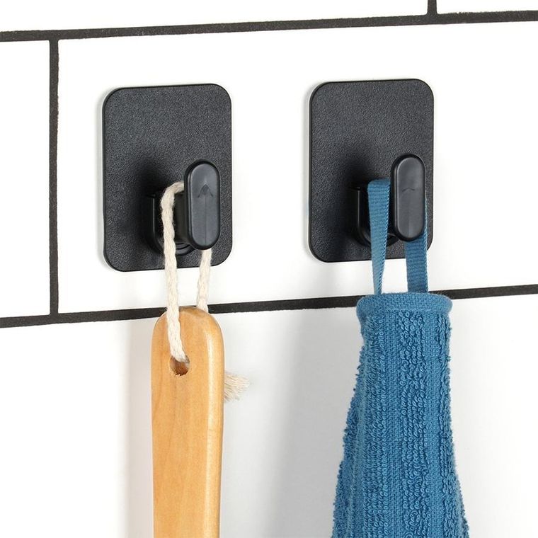 Vilde, haczyk wieszak samoprzylepny, czarny, 5-6,5 cm, 2 szt.