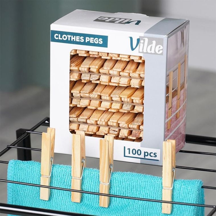 Vilde, klamerki na pranie, bambusowe, 100 szt.