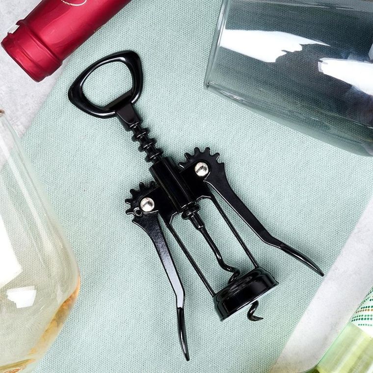 Vilde, korkociąg do wina, metalowy czarny, 16 cm