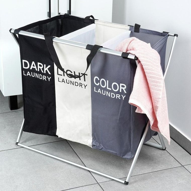 Vilde, kosz na pranie, składany, trzykomorowy, 105l