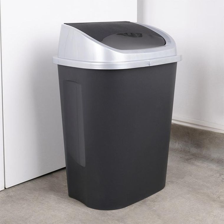 Vilde, kosz na śmieci plastikowy, czarny, 25 l