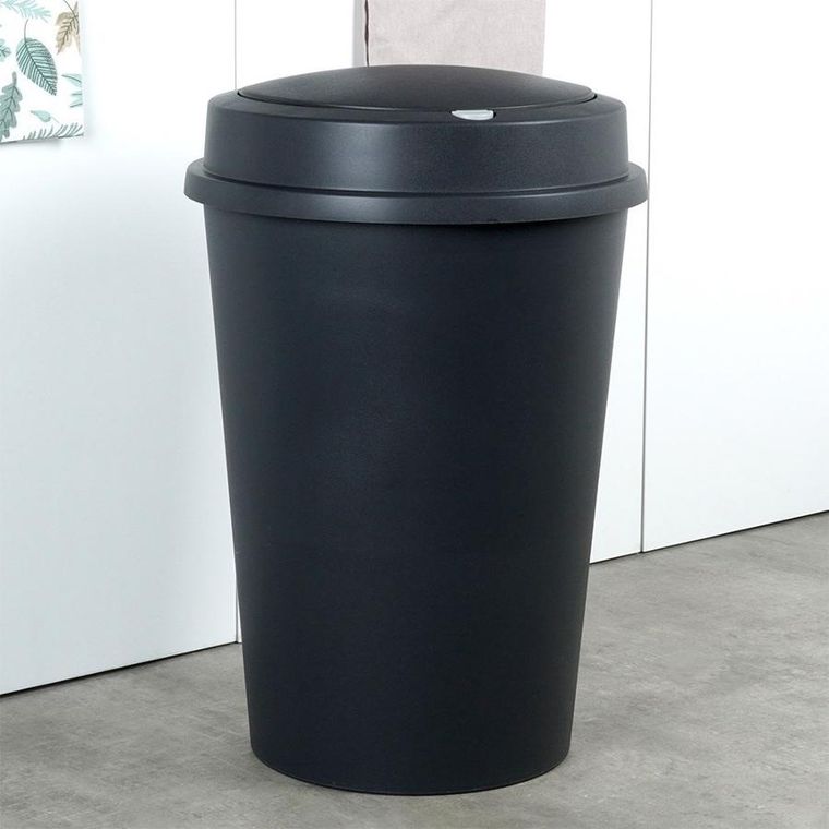 Vilde, kosz na śmieci plastikowy, czarny, 47 l