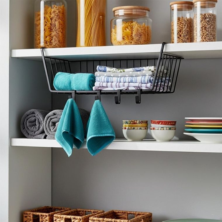 Vilde, koszyk podwieszany pod półkę, metalowy, czarny, 40,5-26-16 cm