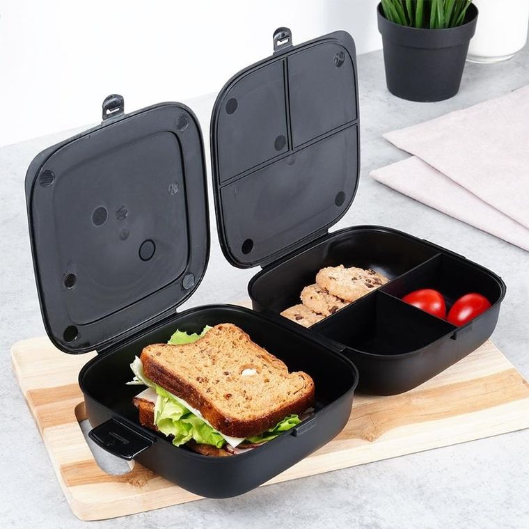 Vilde, lunchbox dzielony, czarny, 2-700 ml