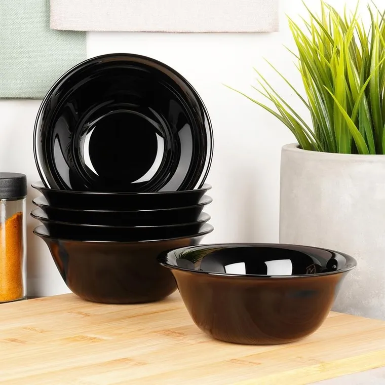 Vilde, miseczki szklane, czarne, 300 ml, 6 szt.