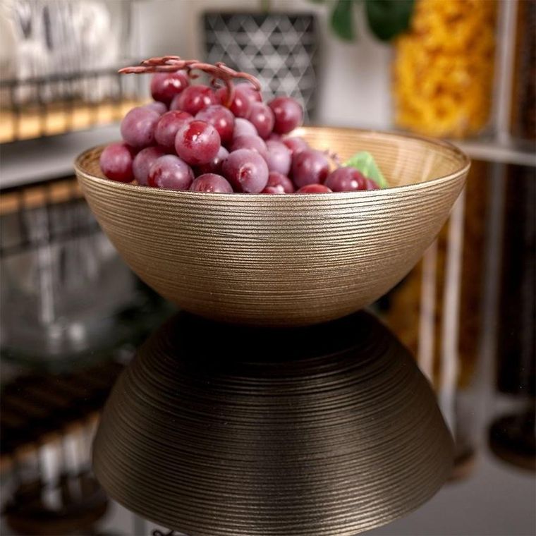 Vilde, miska szklana, złota okrągła, 15 cm, 600 ml