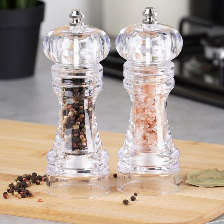 Vilde, młynek do pieprzu i soli, akrylowy, 16 cm, 2 szt.