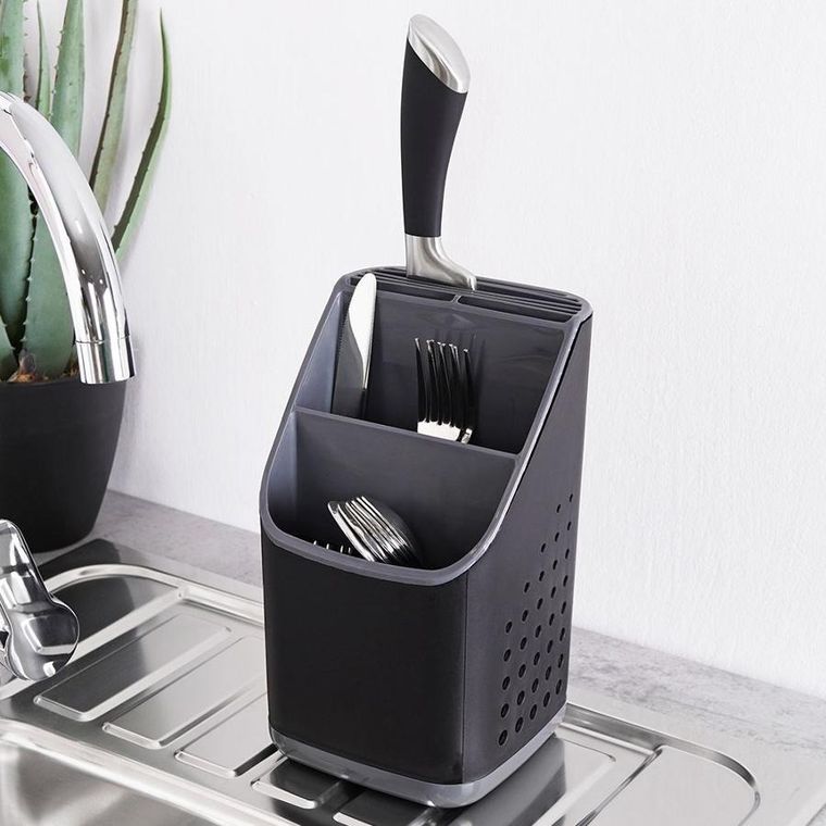 Vilde, ociekacz stojak na sztućce, czarny