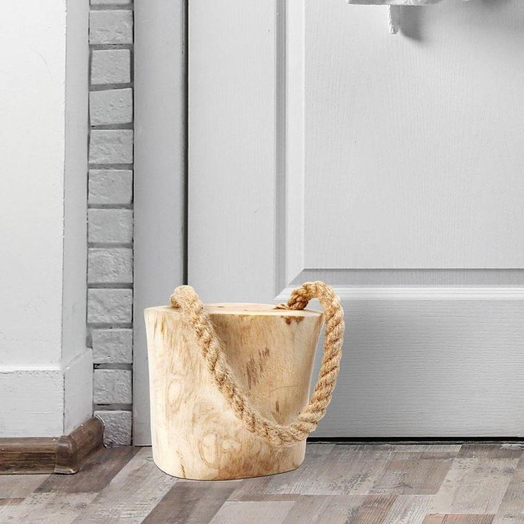 Vilde, odbojnik ogranicznik do drzwi drewniany z liną, 15 cm