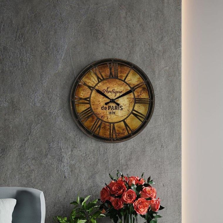 Vilde, okrągły zegar ścienny, vintage, 3D, 21 cm