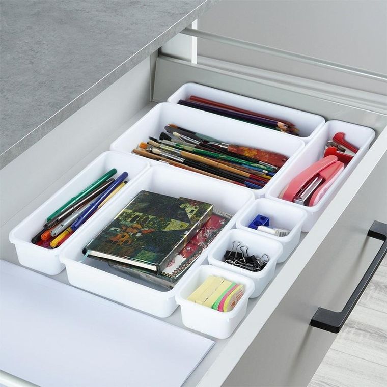 Vilde, organizer, do szuflady, biały modułowy, 8 szt.