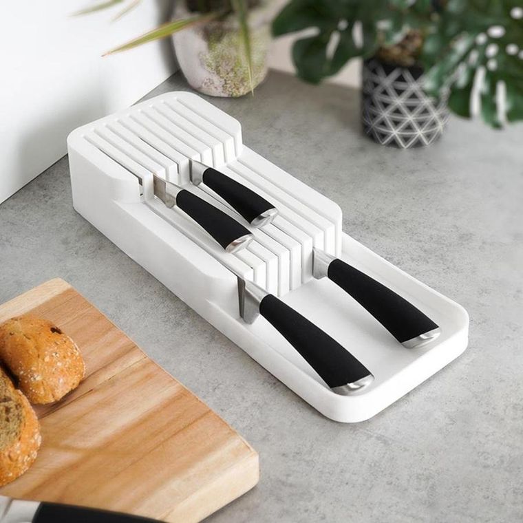 Vilde, organizer do szuflady na noże kuchenne, biały, 39-14.5-7.5 cm
