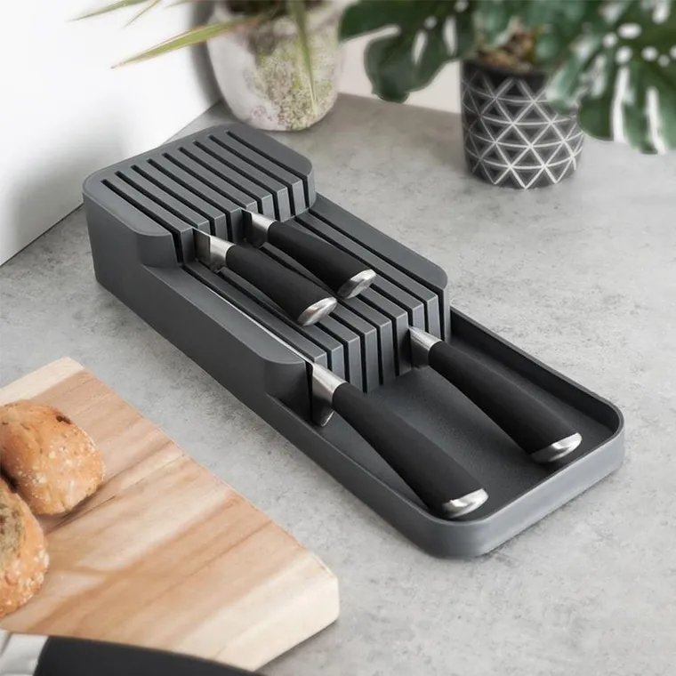 Vilde, organizer do szuflady na noże kuchenne, szary, 39-14.5-7.5 cm