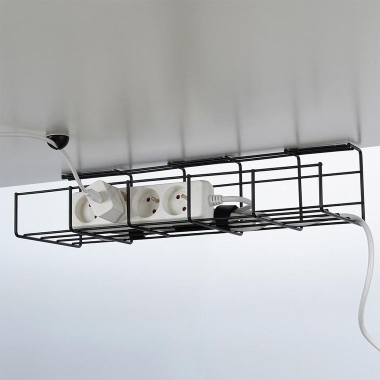 Vilde, organizer na kable pod blat biurka, metalowy czarny