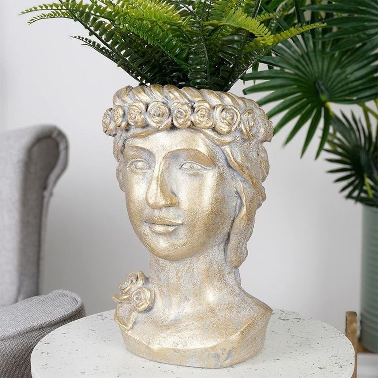 Vilde, osłonka na doniczkę, złota głowa, 33 cm