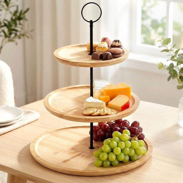 Vilde, patera bambusowa, 3-piętrowa, 34 cm