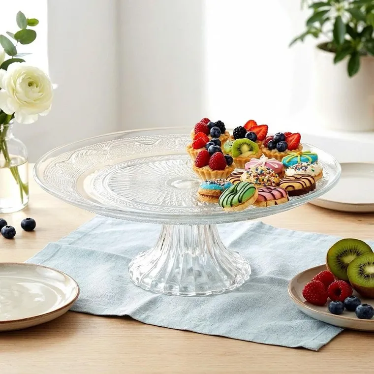 Vilde, patera na tort, szklana na nóżce, 25 cm