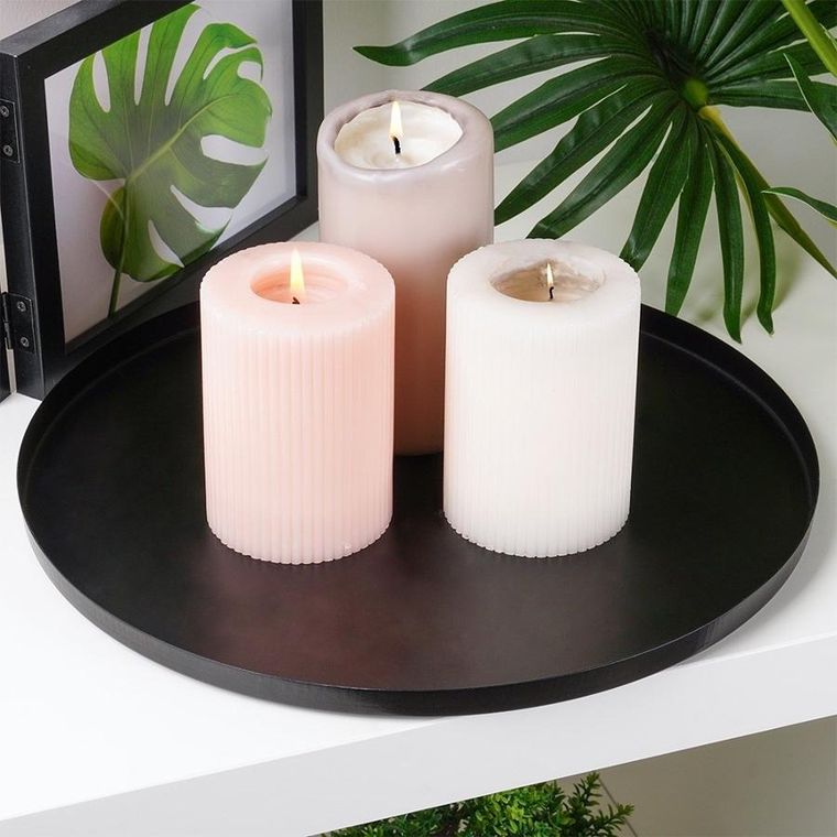 Vilde, podstawka pod kompozycje dekoracyjne, świece, metalowa, czarna, 30 cm