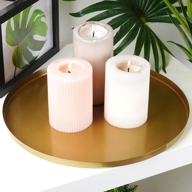 Vilde, podstawka pod kompozycje dekoracyjne, świece, metalowa, złota, 30 cm