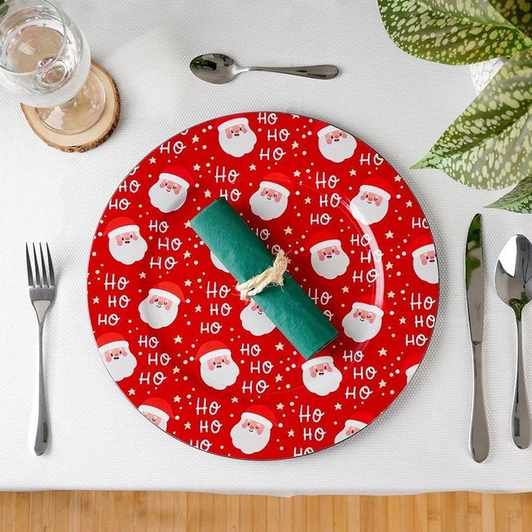Vilde, podtalerz świąteczny dekoracyjny, czerwony, Mikołaj, 33 cm