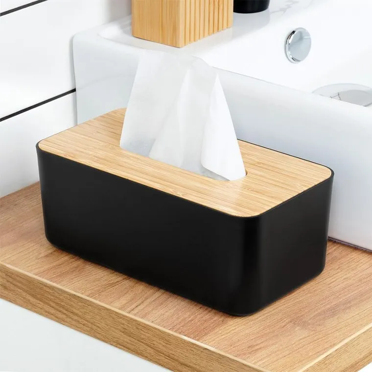 Vilde, pojemnik na chusteczki, czarny, 24-13-9,5 cm