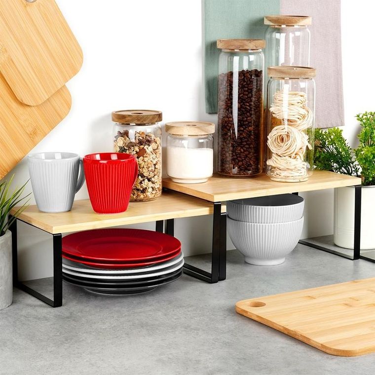 Vilde, półka kuchenna, drewniana, 33,5-19,5-16 cm, 33,5-18,5-13,5 cm, 2 szt.