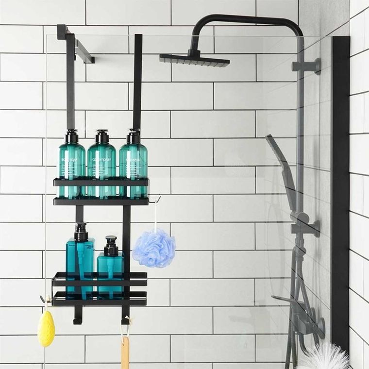 Vilde, półka zawieszana do kabiny prysznicowej, czarna