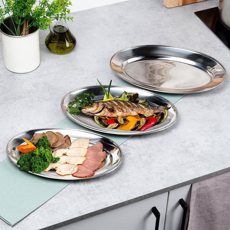 Vilde, półmisek stalowy owalny, 3 szt.