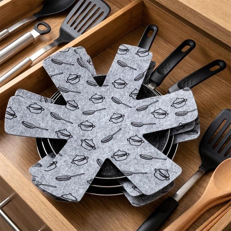 Vilde, przekładki ochronne do patelni, filcowe, 38 cm, 3 szt.