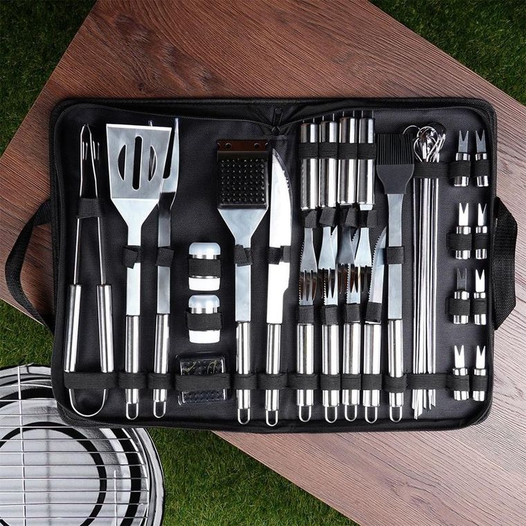 Vilde, przybory do grilla, stalowy z etui, 33 elementy