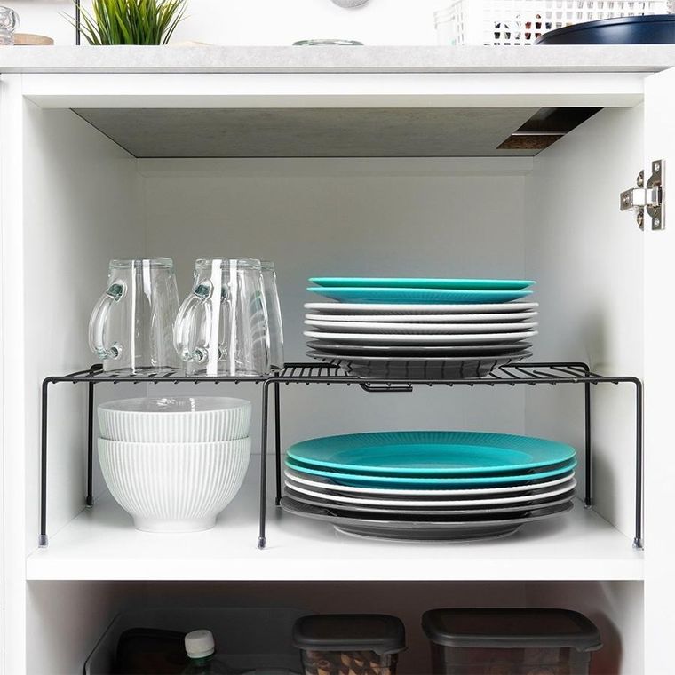 Vilde, rozsuwana półka kuchenna metalowa czarna, 34.5-48 cm