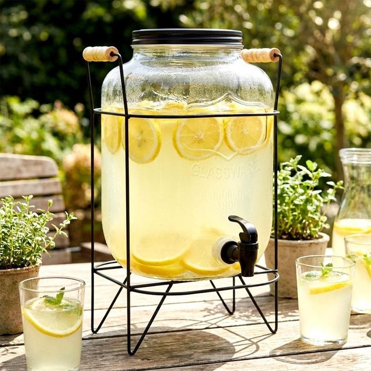 Vilde, słój do napojów z kranikiem i stojakiem, czarny, 8l