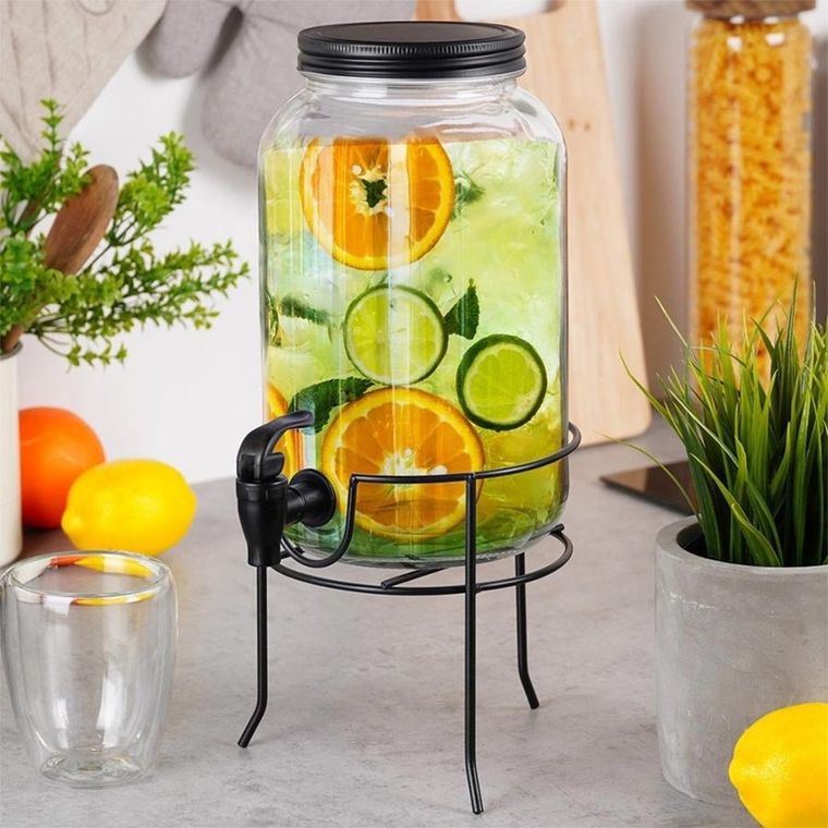 Vilde, słój szklany do napojów z kranikiem i stojakiem, 3,2l