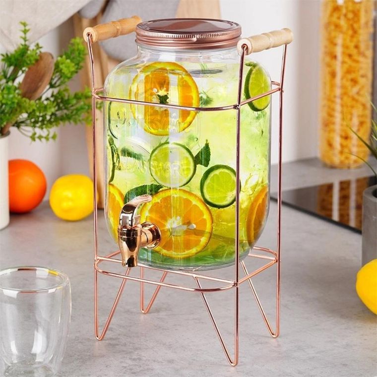 Vilde, słój szklany do napojów z kranikiem i stojakiem, 4,2l