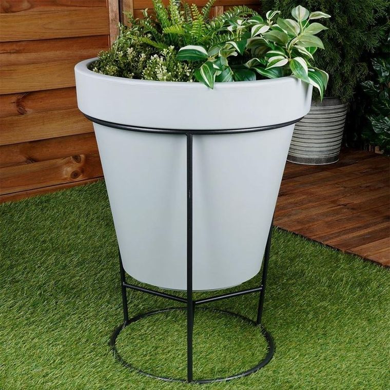 Vilde, stojak na doniczkę, metalowy czarny, dwustronny, 45-53cm