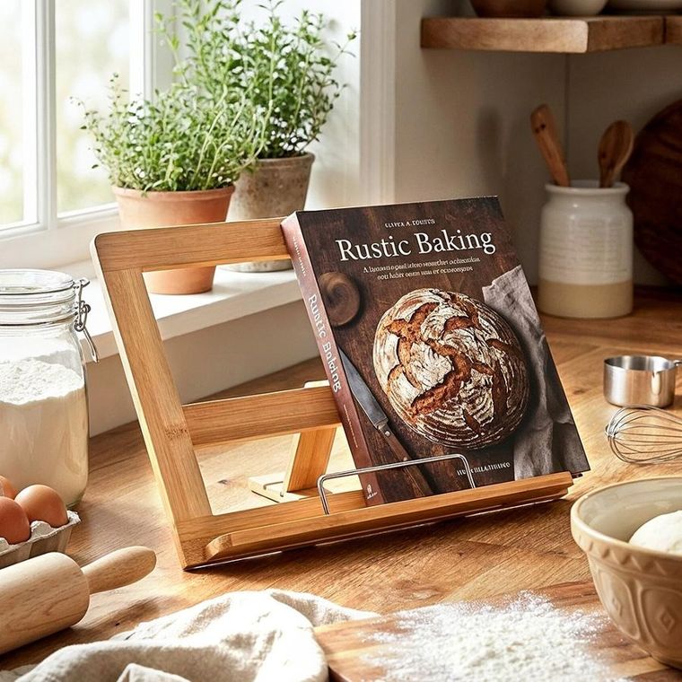 Vilde, stojak na książkę kucharską, bambusowy, regulowany