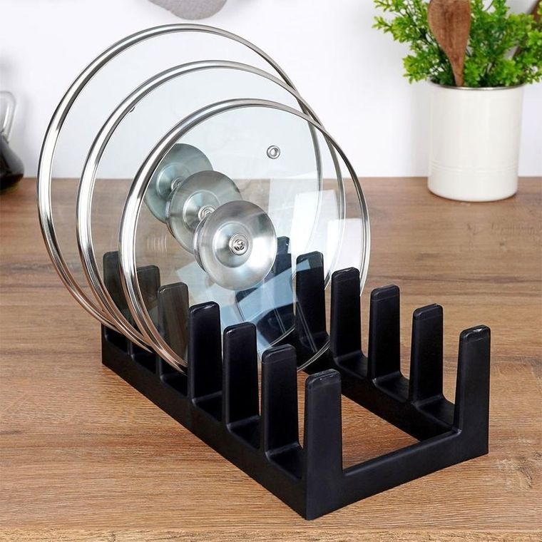 Vilde, stojak na pokrywki i talerze czarny, 28-15-9 cm