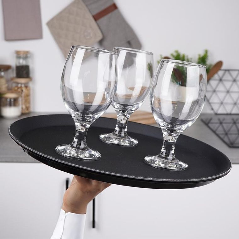 Vilde, taca kelnerska antypoślizgowa, czarna, 35 cm