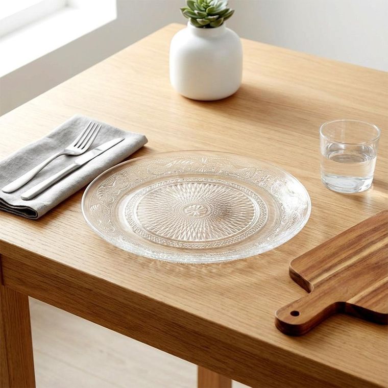 Vilde, talerz obiadowy płytki, szklany, patera, 25 cm