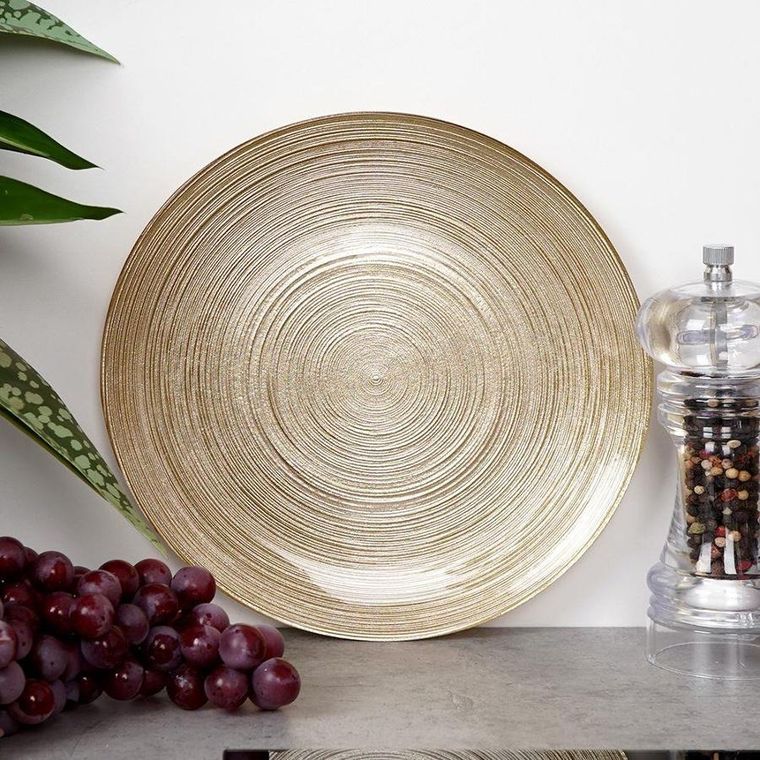 Vilde, talerz talerzyk deserowy, płytki, szklany, złoty, 21 cm